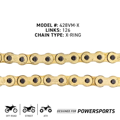 Cadena dorada 428 X-Ring NICHE de 126 eslabones para evitar el desgaste 4