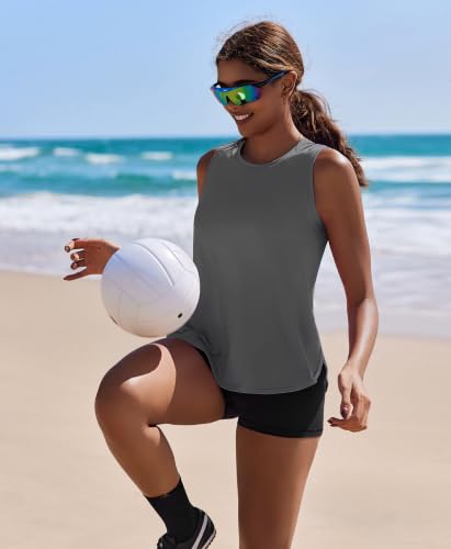 Image of PINSPARK Workout Tank Tops Woman Ice Silk UPF 50+ Athletic Yoga Shirts