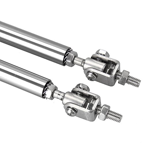 Ambienceo 2Pcs 3.94"-6.29" Adjustable Front Bumper Lip Splitter Spoiler Strut Rod Tie Support Bar (Sliver) #TOP5