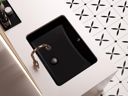 SmartSylva Black Undermount Bathroom Sink, 18 x 14 Inch Rectangular Porcelain Ceramic Lavatory Vanity Undermount Sink, Matte Black by SmartSylva - Image 3