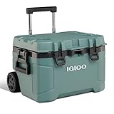 Igloo Trailmate 52Qt Wheeled Cooler, Insulated Hard Shell Ice Chest, Spruce