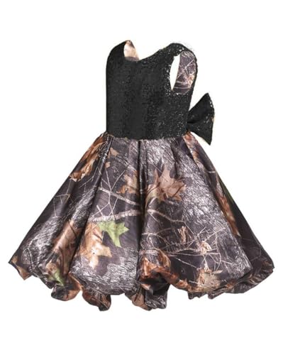 DINGZANCAMO Sparkle Sequin Flower Girl Dress for Wedding Kids Camo Pageant Prom Ball Dresses