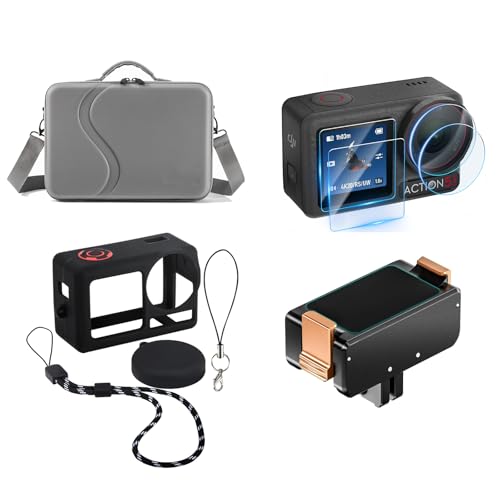 DJI 4 in 1 Accessories Kit Compatible with Dji Osmo Action 5 Pro, Includes Screen Protector, Carrying Case, Silicone Pro - Detailed View
