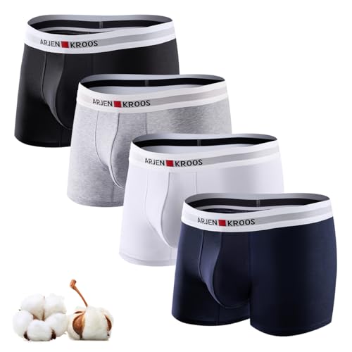 Casey Kevin Calzoncillos Hombre Boxer de 60s Algodón Peinado | Pack de 4 | Suaves, Transpirables y Cómodos | Ropa Interior Hombre para Uso Diario y Deporte (Tallas S–2XL)
