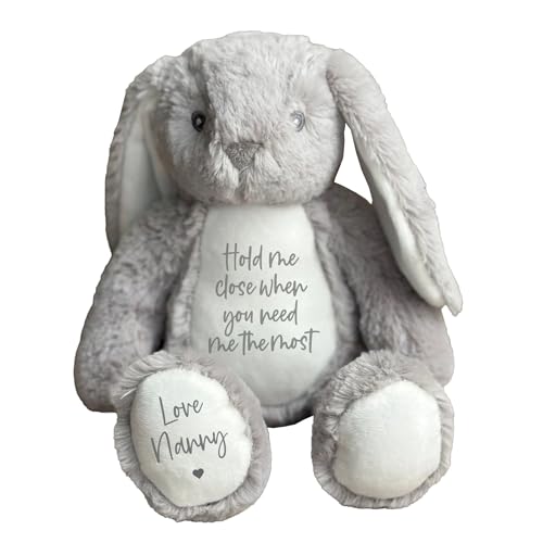 Custom Plush Bunny Keepsake Toy Hold Me Close Worry Hug Rabbit Personalized Stuffed Animal Doll Baby Shower Birthday Gift (Style A)