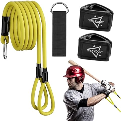 Baseball Band, Resistance Band for Baseball Player and Softball Pitchers, Baseball Pitching Trainer and Arm Trainer for Throwing Training, Baseball Training Equipment - Yellow Cover