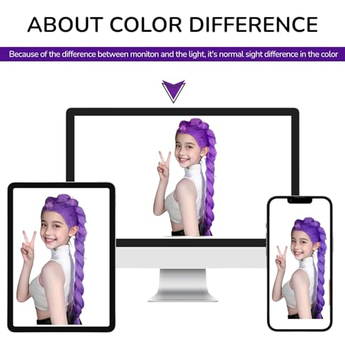 Anime Costume Kids Wig Cosplay Purple Braid Wig Outfit Hair Halloween Cosplay Props for Women Men - Image 5