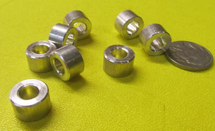Aluminum Spacer, Unthreaded, 1/4" Screw Size x .500" OD x .252" ID x .312" Length, 10 Pcs.