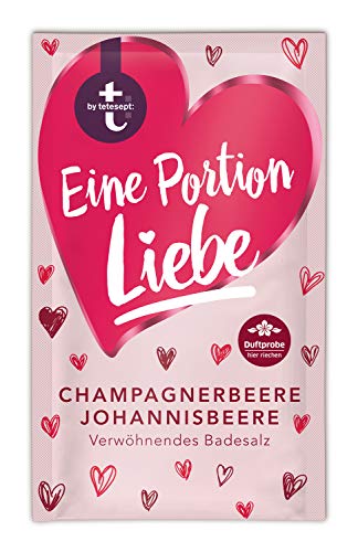 t: by tetesept Badezusatz Eine Portion Liebe - Hauchfeine Puderkristalle mit Champagnerbeere und Johannisbeere - Bade-Geschenk für die Sinne - 1 x 60 g