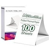 Carta Termica A4 per Stampante, 100 Fogli Carta per Stampante Termica, Carta Termica Pieghevole,Senza BPA, Compatibile con la Maggior Parte Delle Stampanti Termiche A4, per File, Documenti e Foto