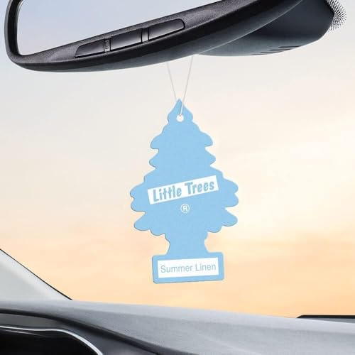 Image of LITTLE TREES Car Air Freshener | Hanging Paper Tree for Home or Car | Summer Linen | 6 Pack