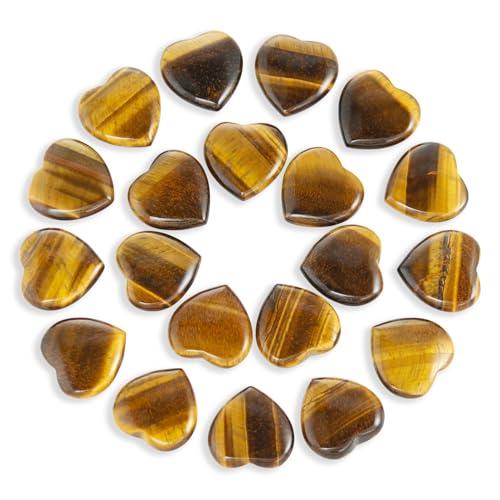 Namzi 20 confezioni di cristalli di occhio di tigre naturale lucidati e burattati,pietre a forma di cuore,cristalli e pietre curative,quarzo sfuso per Wicca,Reiki,energia curativa, pietre dei chakra