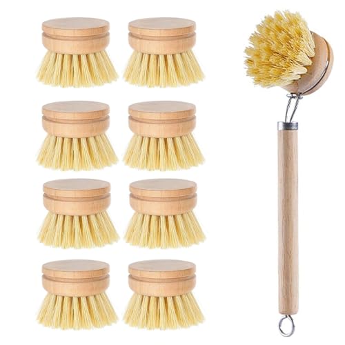 Imagen de Cepillo de Vajilla de Madera con 8 Cabezales de Recambio