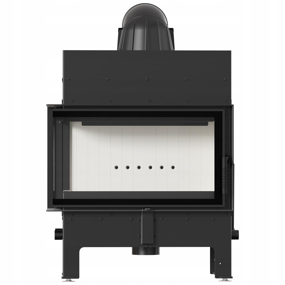 KRATKI Inserto per camino in acciaio a legna FLOKI 10 kW Ø200 sinistro A+ | Acciaio nero, efficienza 83,6%, classe A+. Ecodesign, BImSchV 2; per recupero calore.; combustione efficiente; M fi