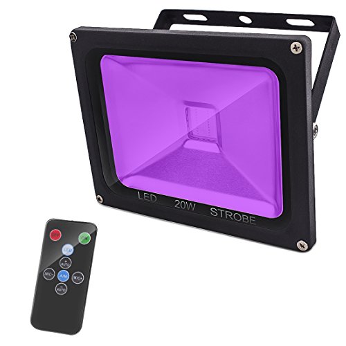 UV Black Light Party Light, 20W Sound Activated Black Lights for Parties,LED Strobe Blacklight Flood Light with Remote Control, Party Supplies for Halloween Birthday Dance Party