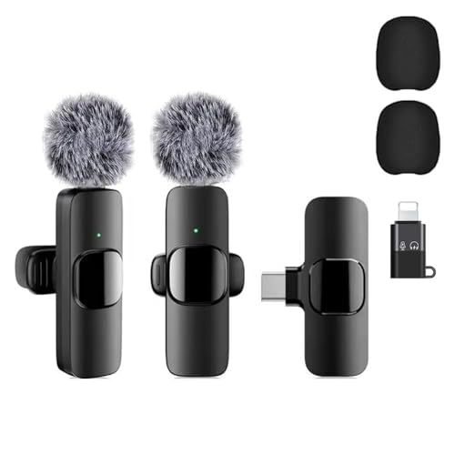 Image of GADGETSWEAR Dual Wireless K9 Lavalier Microphone Plug and Use for YouTube Recording Video, Collar Bluetooth Mic for Vlogging, Portable & Compatible Android, iPhone