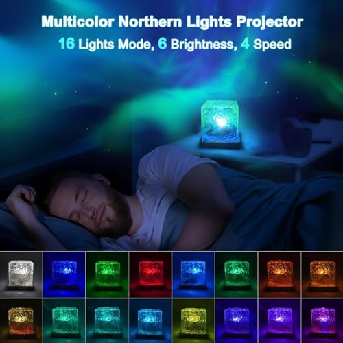 Image of RICHMYC Ocean Wave Projector Light, 16 Colors Gradual Rotating Water Lamp with Remote Control, Beach Decor Sea Themed Northern Lights Projector for Office Bedroom Bar Restaurant(Cordless)