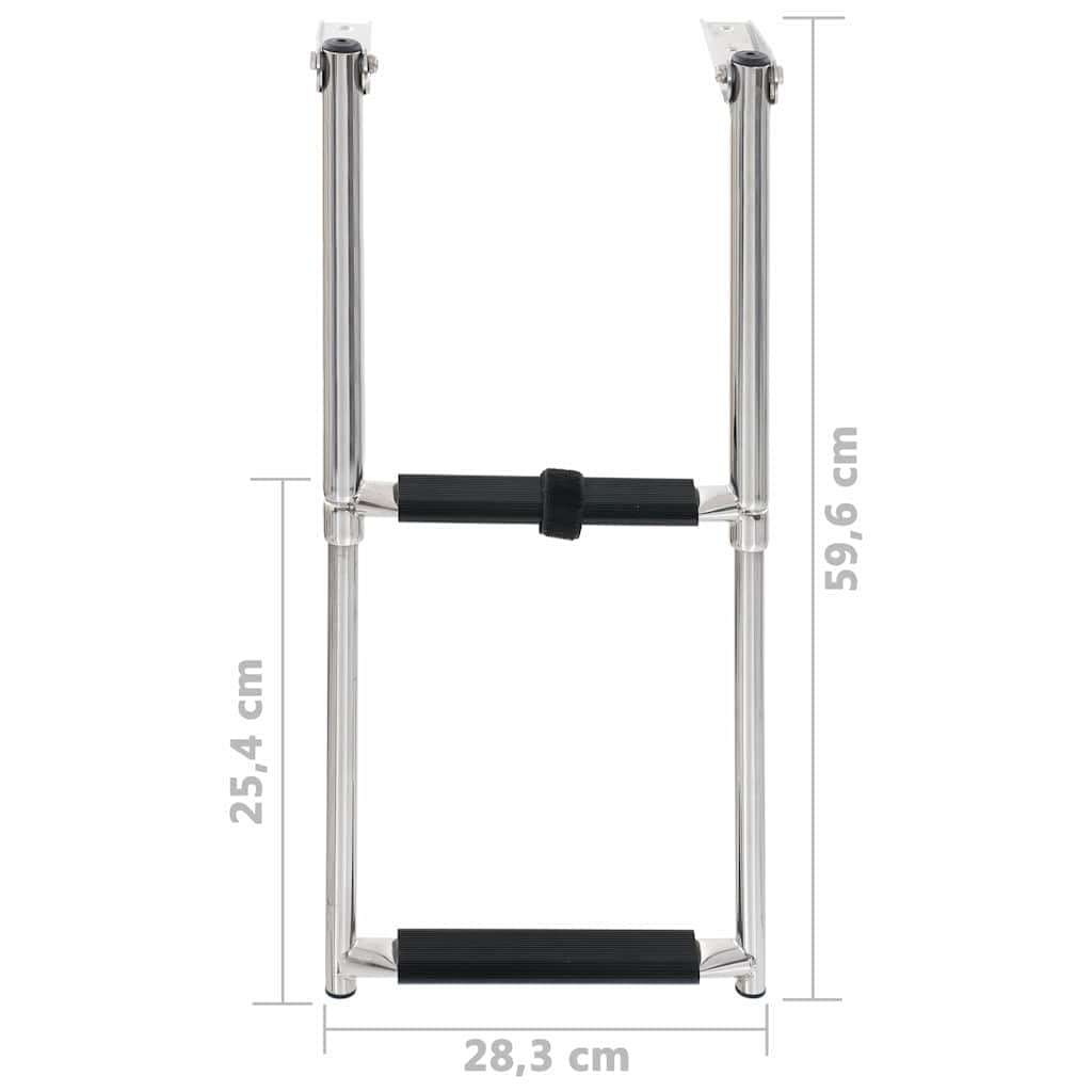 Escabeau télescopique à 2 marches en acier inoxydable pour piscines et bateaux, antidérapante, pliable, charge jusqu'à 200 kg
