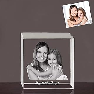 3D Picture Cube Unique 3D Photo Crystal Photo Frame Personalized Text Crystal Art Decor Custom Photo Gift Keepsake for Men Women Photo Cube Gifts(Style-2)