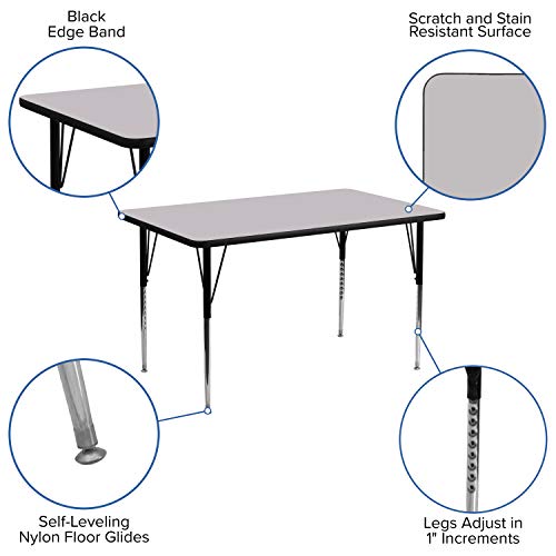 EMMA + OLIVER Kids Activity Table, Laminate Top, and Adjustable Steel Legs - 24" x 48" Card Table and Activity Desk for Kids - Ideal for Crafting, Sewing, Homeschool, Classroom Grade, Ages 6 to Adult - Thumbnail 3
