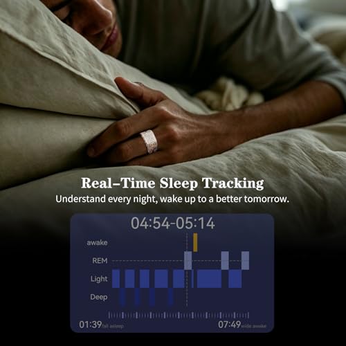 Image of Venlan S925 Great Wall Pattern Smart Ring for Men & Women, Vital Health Ring with Sleep Tracker, Fitness Tracking, Heart Rate & HRV Monitor, Waterproof Smart Health Ring(#7)