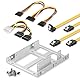 Goobay 65726 SSD Festplatte Halterung für 2,5 Festplatten in 3,5 Gehäuse - Stromkabel 5,25 Stecker zu SATA & SATA Stecker zu Buchse - PC Datenkabel 6 Gbits Set