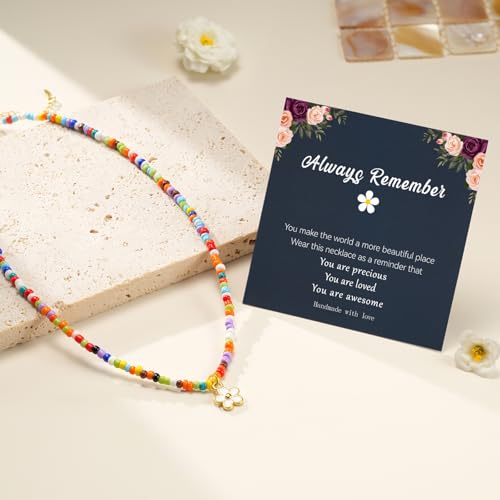 Colorful Beaded Daisy Necklace for Girls – Cute Charm Jewelry Gift for Daughter, Granddaughter, Niece – Perfect for Birthday, Christmas, or Everyday Wear4