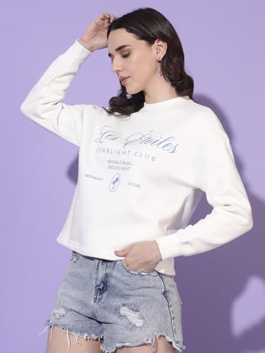 Image of Women's Sweatshirt | Cotton Blend Fleece Winter Top | Full Sleeve Crew Neck | Printed Casual Wear for Women | XS-XL