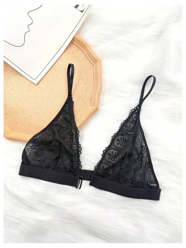 Image of SHENHE Women's Lace Front Closure Y Back Bra Padded Triangle Racerback Bralette Wireless Bra