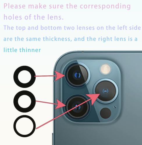 Image of 2 Packs Rear Camera Lens Glass Replacement for iPhone 12 Pro Max Camera Glass Lens with Repair Tools