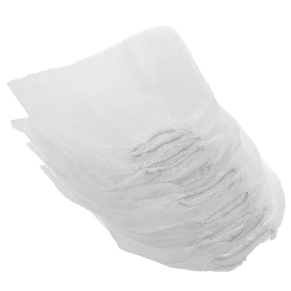 Leadigol 10pcs Non-Woven Nail Dust Collector Bags, White, Professional Nail Art Tool, Elastic, Replacement Bags