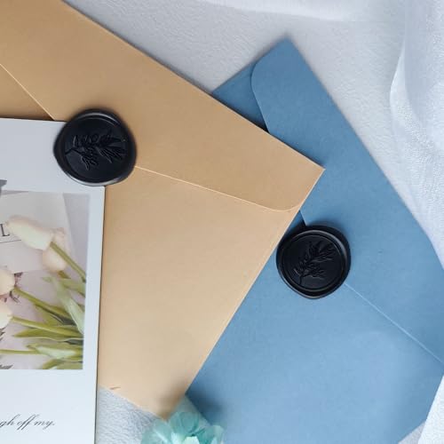 Pilloze 50Pcs Black Self-Adhesive Wax Seal Stickers - Wax Seal Perfect for Wedding Invitation or Envelope Good Adhesion and Easy to Use, Wedding Invitation Accessories — view 5