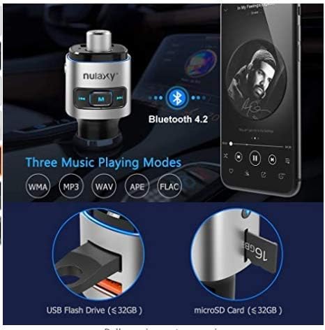 Nulaxy Bluetooth FM Transmitter for Car, USB-C PD Radio Adapter Music Player, Hands Free Car Kit with Type C Power Delivery Charger, Supports Siri Google Assistant, Colorful LED Backlit - NX09C