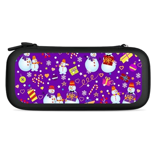 CWECVWE Portable Travel Protective Switch Pouch Case Light Weight Switch Storage Bag Compatible with Christmas Decorations Cute Funny Snowman Family Purple