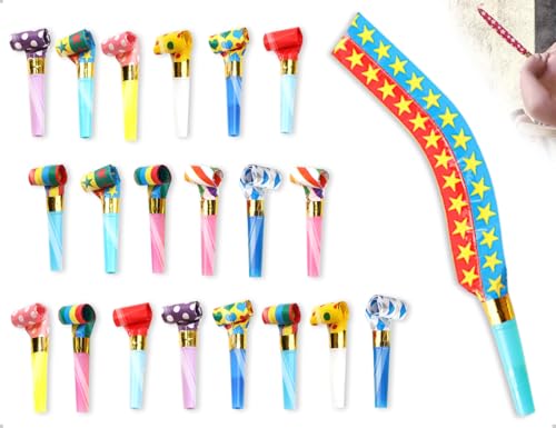 Emezddo 20 Bocinas, Bocinas para Fiestas Infantiles, Juguetes Divertidos, Fiestas de Cumpleaños Infantiles, Matracas Ideales para Fiestas de Cumpleaños, Graduaciones y Ocasiones Festivas