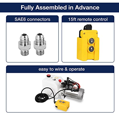Image of 12V Hydraulic Power Unit 3200 PSI, Double-Acting Hydraulic Pump for Dump Trailer & Car Lifting