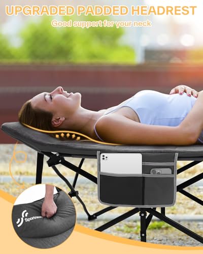 Sportneer 31“ Camping Bed Camp Bed with Cushion, Extra Wide Camp Beds for Adults 450 LBS Outdoor Office Indoor Fishing with Carry Bag Supports - Image 2
