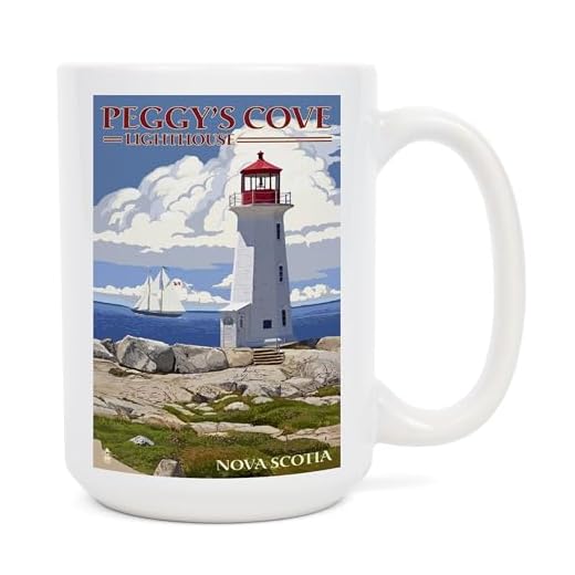 Lantern Press Nova Scotia, Peggy's Cove Lighthouse (15oz White Ceramic Coffee and Tea Mug, Dishwasher and Microwave Safe)