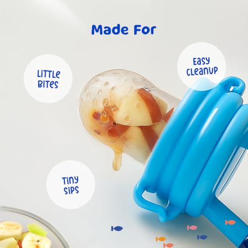 Image of Bumtum Baby Silicone Food & Fruit Nibbler with Extra Mesh | Soft Pacifier Feeder & Teether for Infants 3+ Months | BPA Free, Hygienic | Baby Fruit Nibbler Combo - Pack of 2