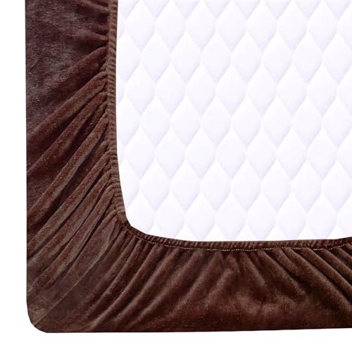Image of Sands Luxurious Bedsheets for Winter, King Size Fitted Warm Double Bedsheet, 72 x 78 x 10 inches, with 2 Pillow Covers (Brown)
