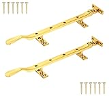 TERF® 250mm Heavy Duty Traditional Victorian Style Polished Brass Window Casement Stay Spoon Style 250mm (10 inch) including Fixing Screw - Pack of 2