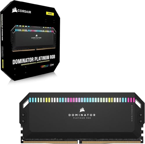 CORSAIR Dominator Platinum RGB DDR5 RAM 64Go (2x32Go) 6400MHz CL32 Intel XMP 3.0 Mémoire pour Ordinateur de Bureau - Noir (CMT64GX5M2B6400C32)