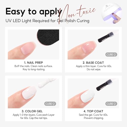 PEACECOLOR 10ml UV Nagellack Weiß, Nagellack Gel für DIY Nail Art UV/LED Soak-Off Nail Polish Maniküre für Anfänger Gel Nagel
