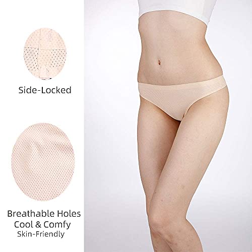 Kuku Panda No Show Thongs For Women Ladies Comfortable Maternity Panties Seamless Underwear Set Athletic Workout Variety Pack (Black/White/Nude, Large) #TOP7