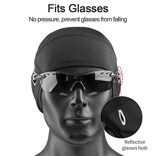 Coolchange Skull Cap Helmet Liner with Glasses Port Winter Thermal Running Beanie Cycling Cap Black - Thumbnail 5