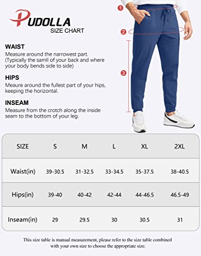 Pudolla Men's Fleece Lined Joggers Sweatpants With 3 Zipper Pockets Warm Pants For Winter Running Workout Gym Golf(Black Large) #TOP6