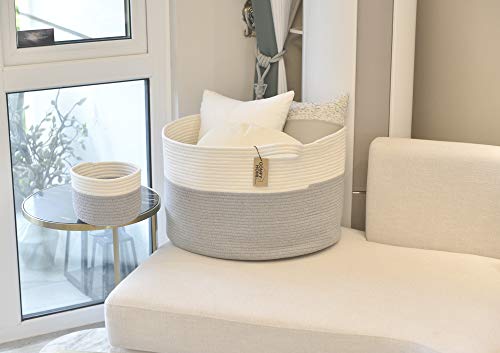 Comfy-Homi 2Pc Blanket Baskets Living Room 21''X21''X13.6'' Woven Rope Basket Laundry Hamper Baby Nursery Storage Organizer Laundry Baskets Bin Xxxl Extra Large #TOP2