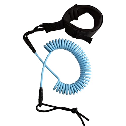 Quhoxdye 12 feet Surfboard Leash, Straight Surf Board Leashes, Coiled Leash Premium Stand Up Paddle Board Leg Rope Wrist Strap, Coiled Leash Leg Rope for Shortboard, Longboard, Paddleboard (Blue)