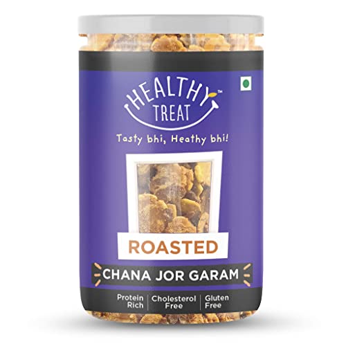 Healthy Treat Geröstete Chana Jor Garam Snacks 200 g | ölfreier Snack | verzehrfertig | gesunde Snacks | kalorienarm | reich an Eiweiß | gerösteter Snack
