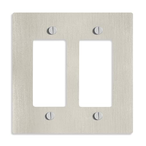 SELECT 2-Gang Solid Brass Wall Plate Cover, Satin Nickel Finish